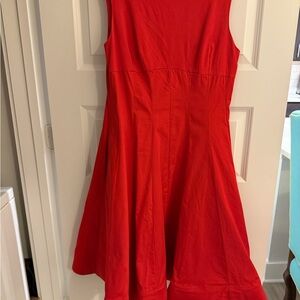 Anthropologie Bold Red scoop back dress with pockets